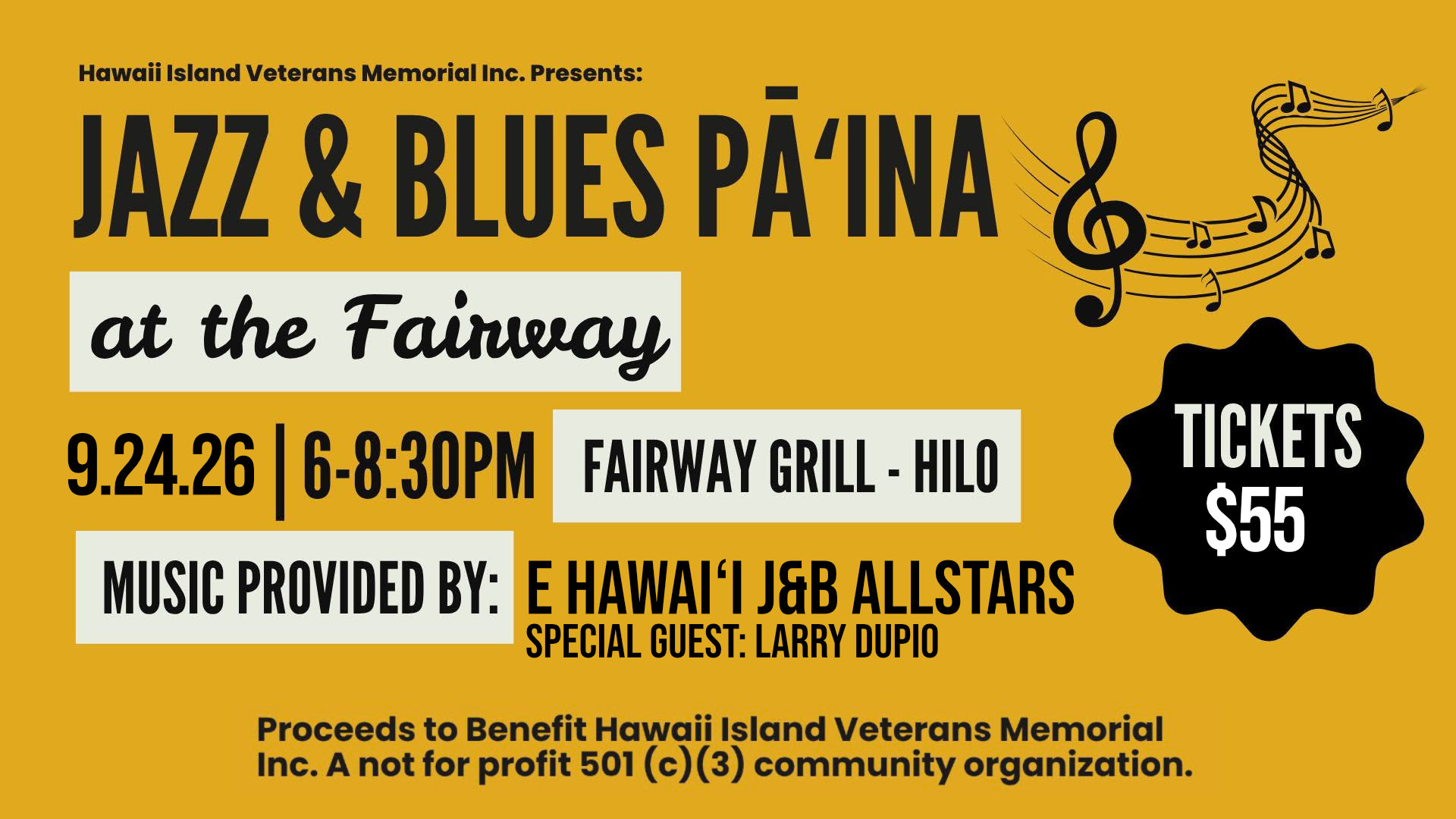 Jazz and Blues Paina Event Fundraiser at the Fairway Grill